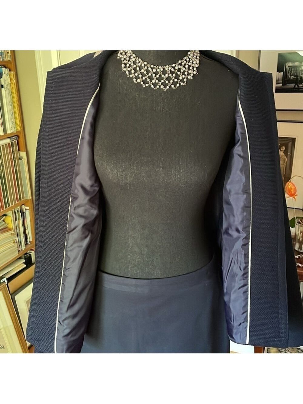 Talbots Blue White Trim Blazer Size 6 Petite - Picture 9 of 16